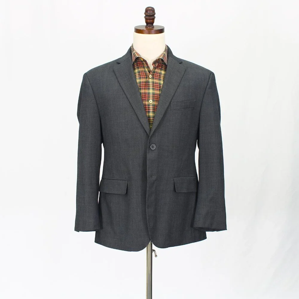 Kenneth Cole 42S Gray Blazer Sport Coat Jacket 2-Button Herringbone Y131